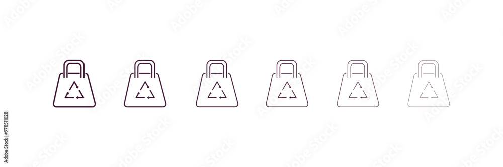 Poster recycled bag outline icon. linear vector from ecology concept. 6 different line style recycled bag i