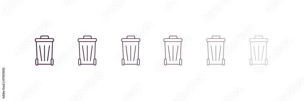 Aufkleber dust bin outline icon. linear vector from ecology concept. 6 different line style dust bin icon incl