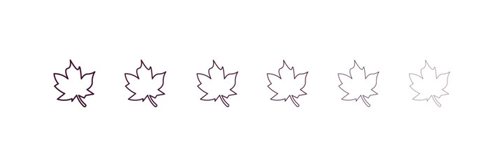mapple leaf outline icon. Linear vector from ecology concept. 6 different line style mapple leaf icon included thin, light, regular, medium, bold, black
