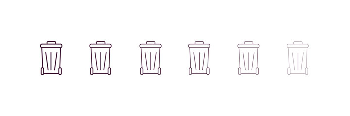 dust bin outline icon. Linear vector from ecology concept. 6 different line style dust bin icon included thin, light, regular, medium, bold, black