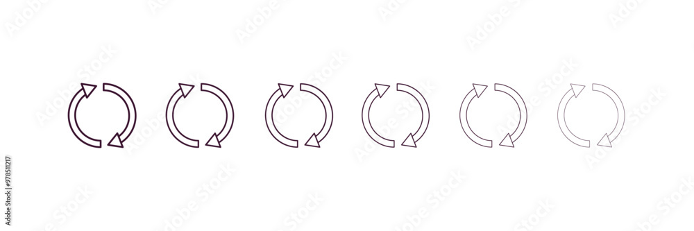 Aufkleber reload arrows outline icon. linear vector from ecology concept. 6 different line style reload arrows