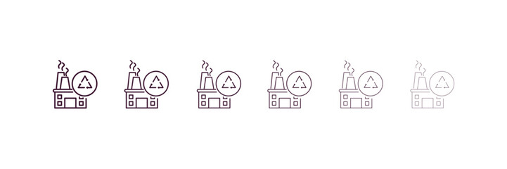 Fototapeta premium recycling factory outline icon. Linear vector from ecology concept. 6 different line style recycling factory icon included thin, light, regular, medium, bold, black
