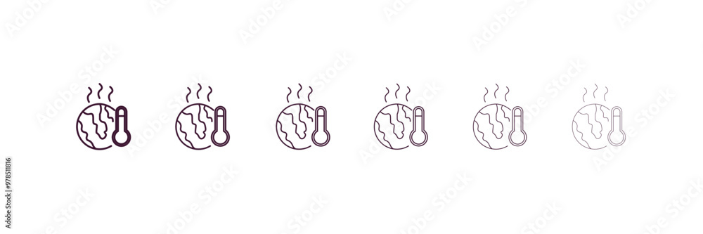 Poster global warming outline icon. linear vector from ecology concept. 6 different line style global warmi