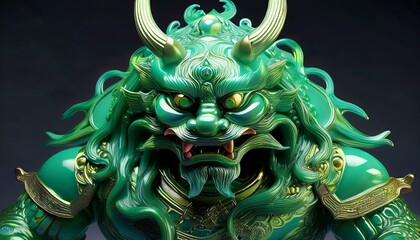 Fototapeta premium An oni made of emerald green celluloid.