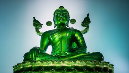 A Great Buddha statue made of emerald green celluloid.
