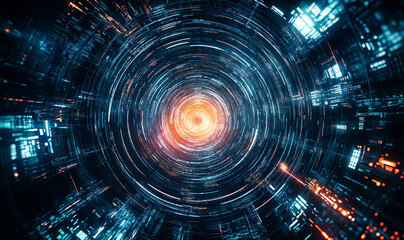 Obraz premium Abstract wallpaper Futuristic technology background dark blue vortex