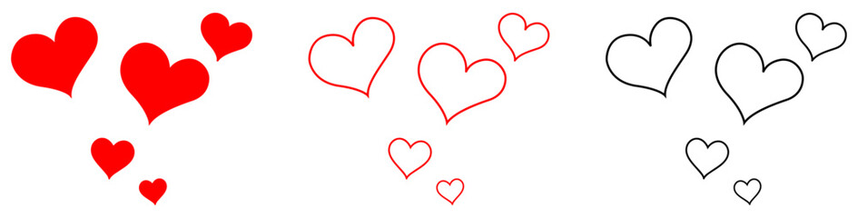 Heart icon. love icon. Hearts Outline and Solid Vector Set.