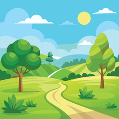 Obraz premium landscape with trees and hills