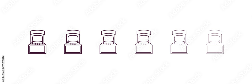 Poster arcade outline icon. linear vector from entertainment concept. 6 different line style arcade icon in