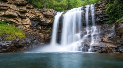 Obraz premium Side view of a serene waterfall