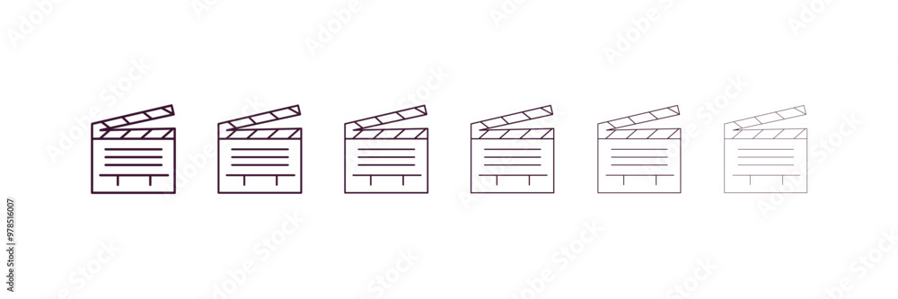 Poster clapboard outline icon. linear vector from entertainment concept. 6 different line style clapboard i