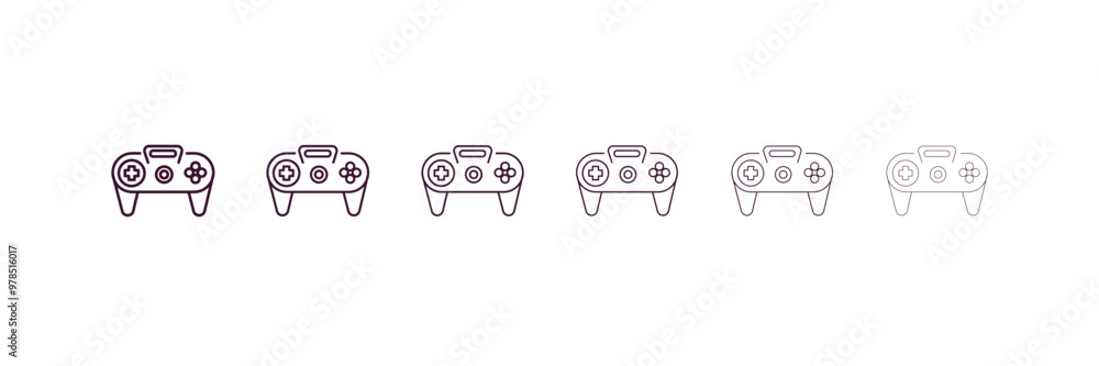 Poster controller outline icon. linear vector from entertainment concept. 6 different line style controller