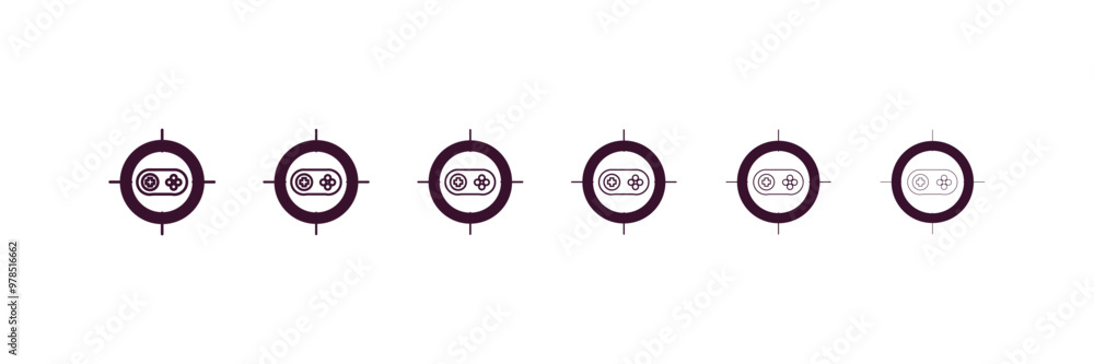 Poster shooting game outline icon. linear vector from entertainment concept. 6 different line style shootin