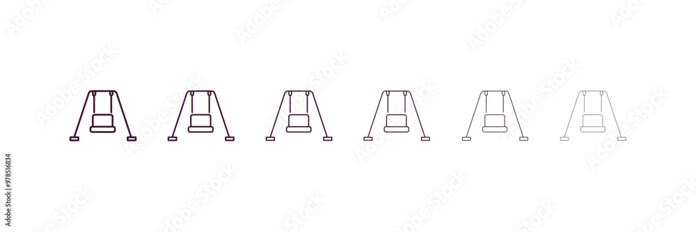 Poster swing outline icon. linear vector from entertainment concept. 6 different line style swing icon incl
