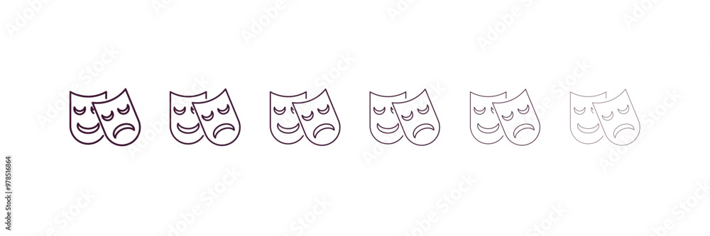 Poster theater outline icon. linear vector from entertainment concept. 6 different line style theater icon 