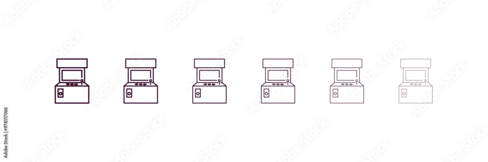 Poster arcade machine outline icon. linear vector from entertainment concept. 6 different line style arcade
