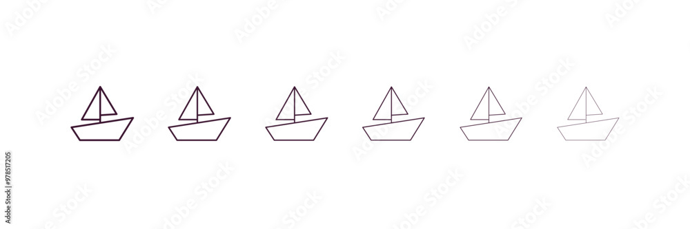 Poster sailing boat outline icon. linear vector from entertainment concept. 6 different line style sailing 