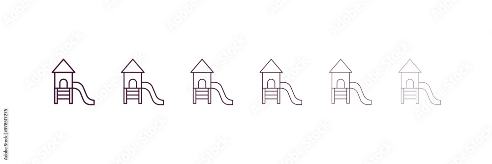 Poster playground outline icon. linear vector from entertainment concept. 6 different line style playground