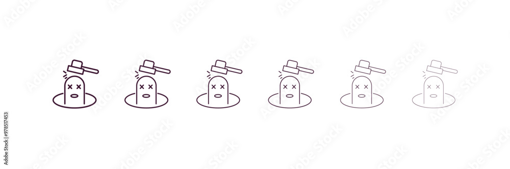 Poster whack a mole outline icon. linear vector from entertainment concept. 6 different line style whack a 