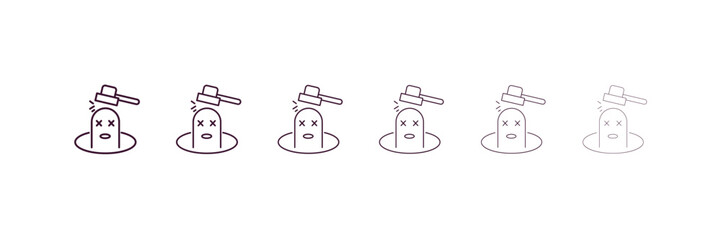 whack a mole outline icon. Linear vector from entertainment concept. 6 different line style whack a mole icon included thin, light, regular, medium, bold, black