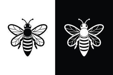 Bee icon symbol silhouette of a honey bee sign. Vector illustration