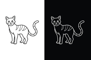 Cat line icon vector. Cat icon on white black background