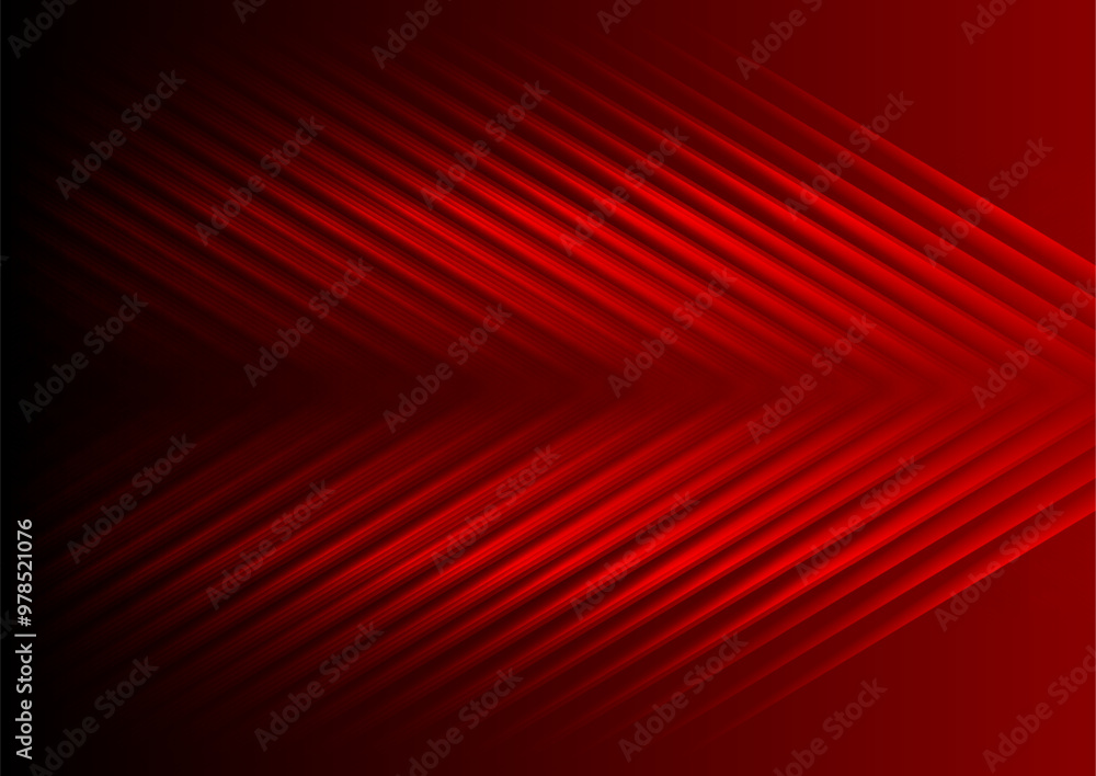 Poster Glowing red arrows tech futuristic abstract background. Vector geometric template design