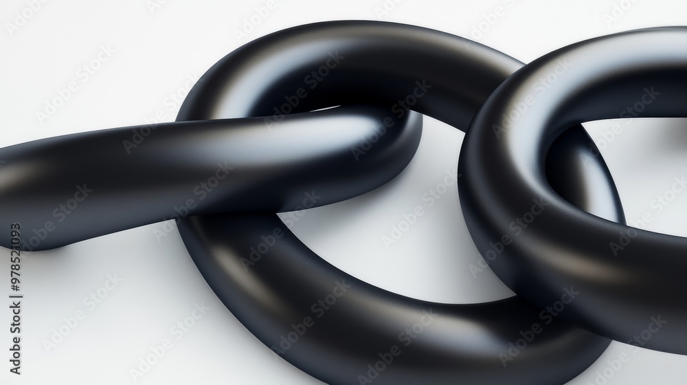 Poster a close-up view of intertwined black chains, representing strength and connection in a minimalist de