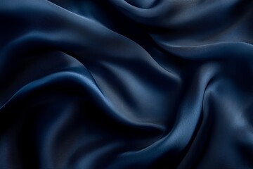 Soft navy blue fabric elegantly draped in folds, showcasing its smooth texture and intricate details under soft lighting. Generative AI