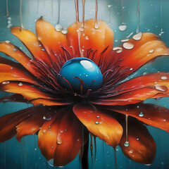 A vibrant painting of a rose adorned with colorful petals and glistening raindrops showcasing nature's beauty. generated ai