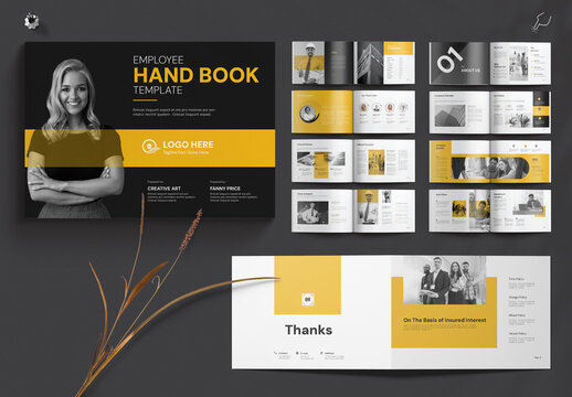 Employee Handbook Template Layout With Yellow Accents