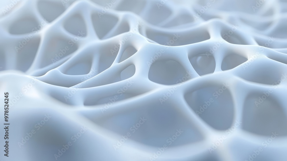 Poster abstract white texture with soft, fluid lines creating a web-like structure that evokes a sense of c