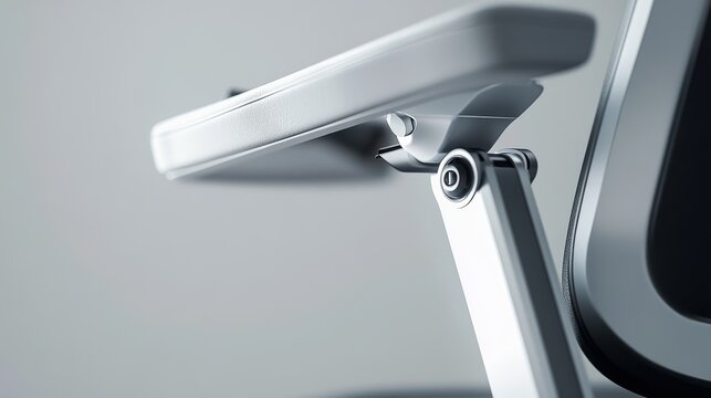 Close-up of a modern chair armrest, showcasing sleek design and ergonomic features suitable for contemporary offices.