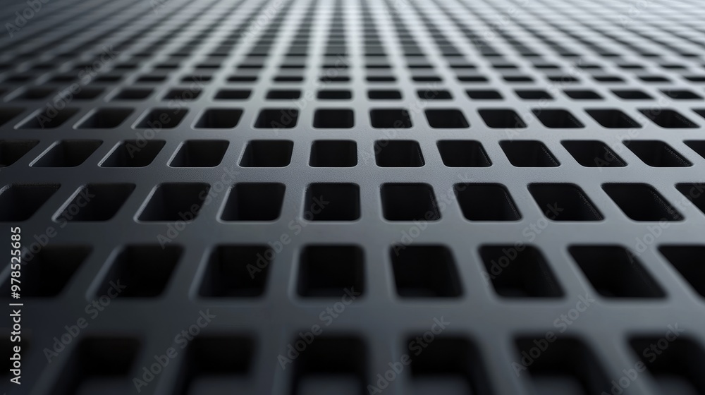 Poster close-up view of a textured metal surface with a grid pattern, creating a modern and sleek visual ap