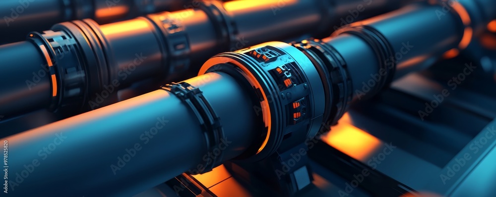 Poster close-up view of industrial machinery components showcasing precision engineering and advanced techn