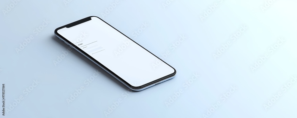 Poster modern smartphone on a minimalist background, showcasing a sleek design and empty screen for customi
