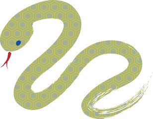 筆で描いたポップな蛇のイラスト