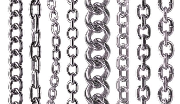 Set of silver chains, cut out