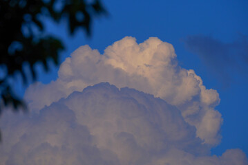 Blue sky and white clouds and street lights