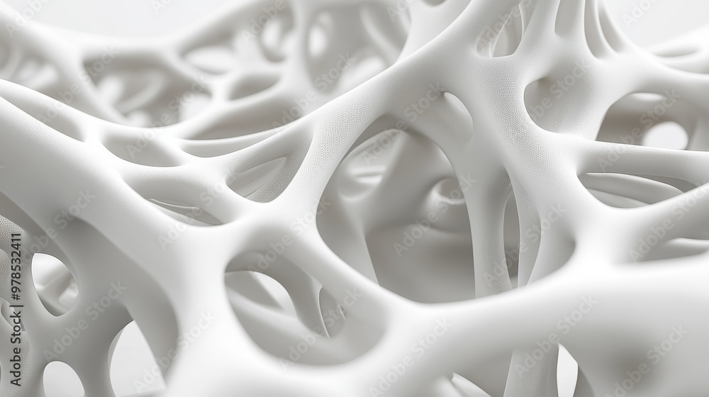 Poster abstract white organic structure with intricate patterns and textures, perfect for backgrounds and m