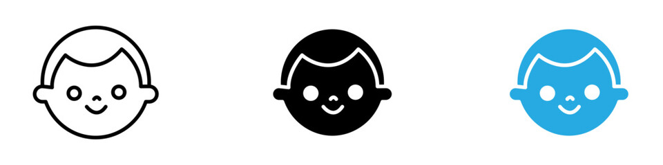 Child face icon thin line illustration