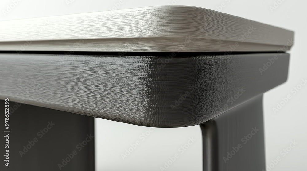 Poster close-up of a modern, sleek table edge showcasing elegant design and smooth textures, perfect for in