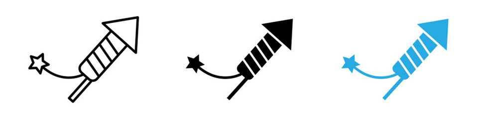 Fireworks rocket sign thin line illustration