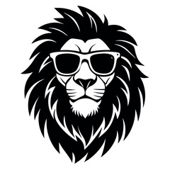 a black and white illustration of a lion's head. The lion has a fierce expression with its mane flowing in the wind. Its eyes are closed and its mouth is slightly open, as if it is snarling