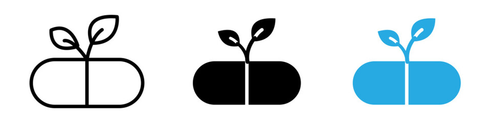 Herbal capsule icon thin line illustration
