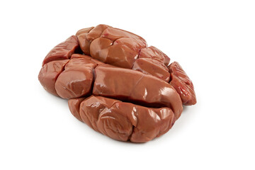 Beef kidney, fresh meat, beef, raw meat on white background, isolated