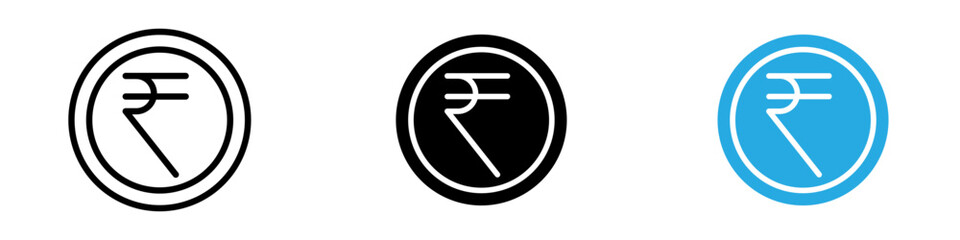 Indian rupee icon thin line illustration