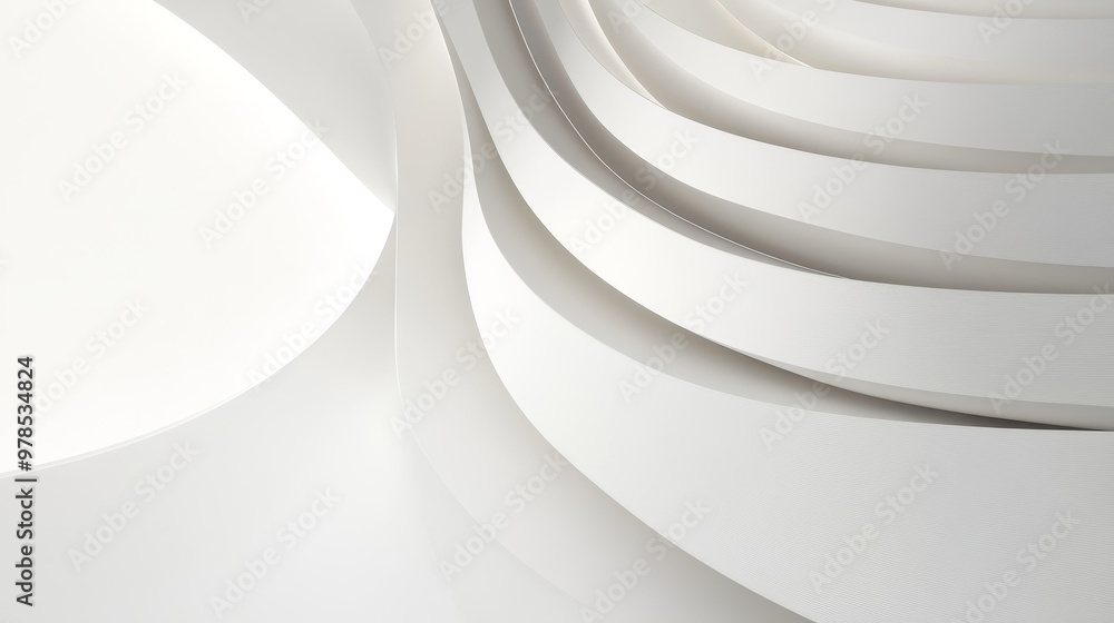Poster elegant abstract curves in soft white tones, creating a smooth and harmonious aesthetic suitable for