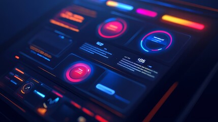 Futuristic user interface with glowing elements and data visualization, perfect for tech and digital projects.