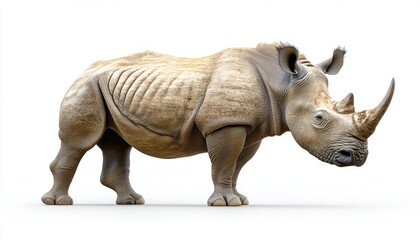 Obraz premium Stunning Realistic Rhinoceros Drawing in Minimalist White Background